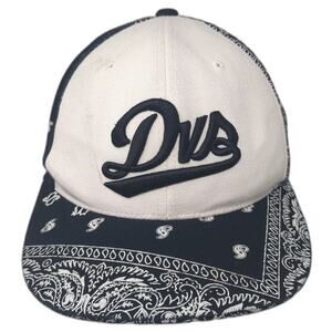 DVS Baseball Cap Black White OS Paisley Bandana Print Flexfit Hat Flat Brim